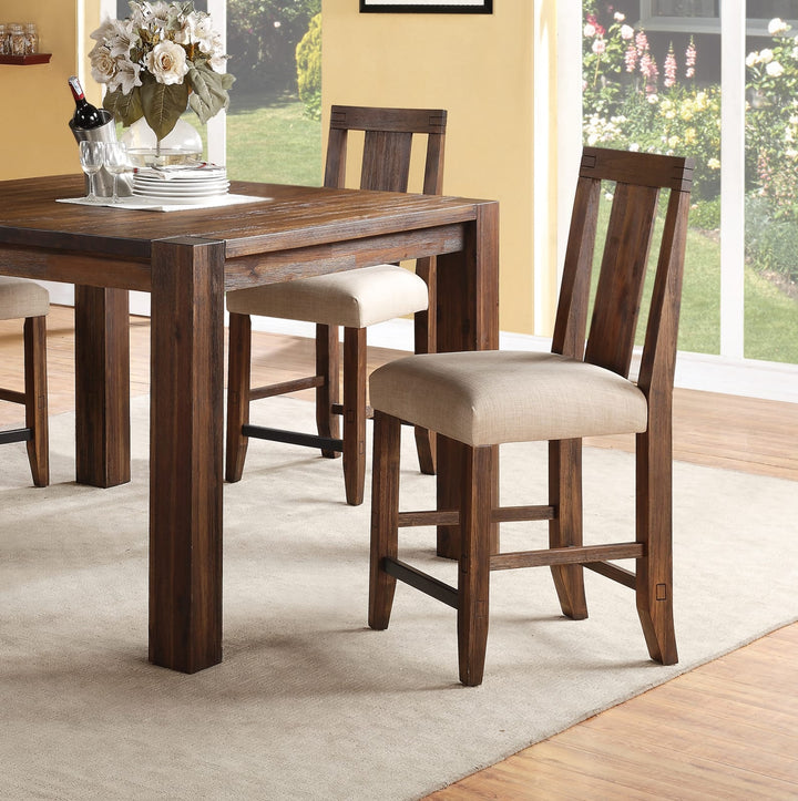 Meadow Solid Wood Upholstered Kitchen Counter Stool in Brick Brown – view 2