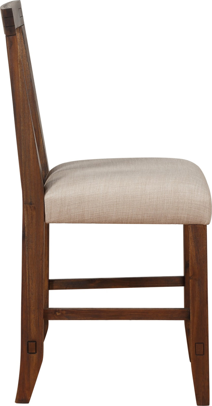 Meadow Solid Wood Upholstered Kitchen Counter Stool in Brick Brown – view 5
