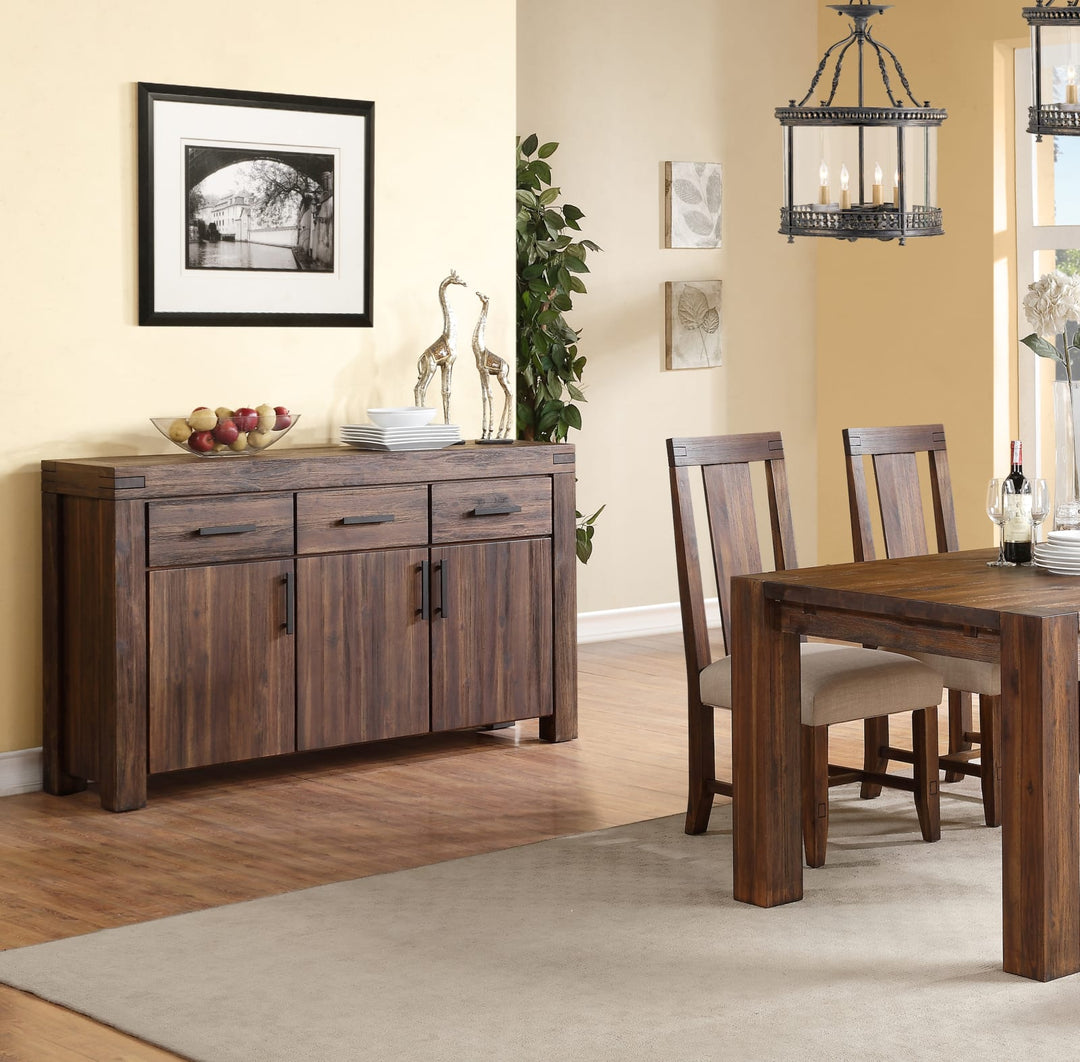 Meadow Three Drawer Three Door Solid Wood Sideboard in Brick Brown – view 2