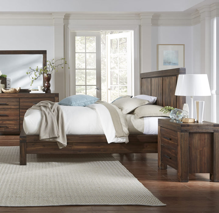 Meadow Two Drawer Solid Wood Nightstand in Brick Brown – view 3