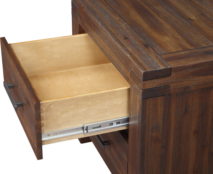 Meadow Two Drawer Solid Wood Nightstand in Brick Brown – view 4