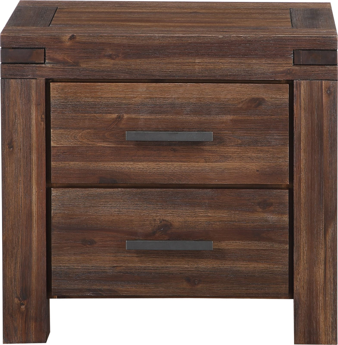 Meadow Two Drawer Solid Wood Nightstand in Brick Brown – view 5