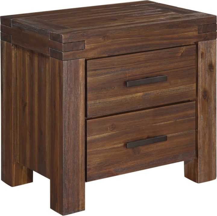 Meadow Two Drawer Solid Wood Nightstand in Brick Brown – view 6