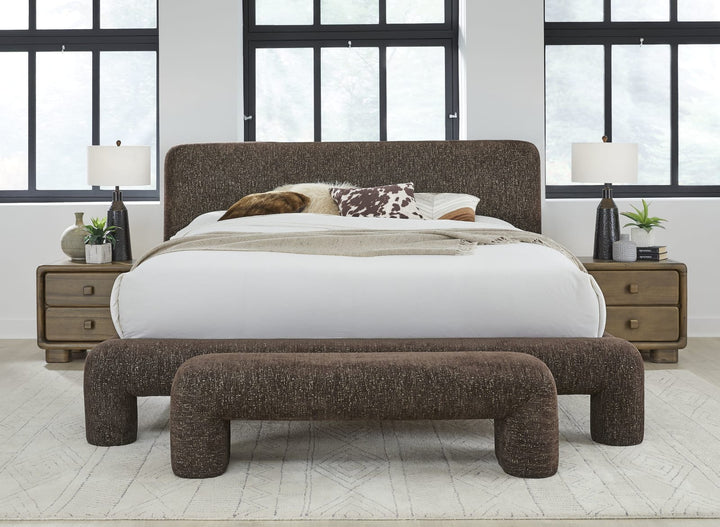 Mocoa Fully Upholstered Bench in Mongoose Chenille – view 5