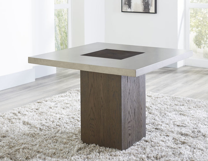 Modesto Concrete Top Wood Base Dining Table in Natural Concrete and French Roast