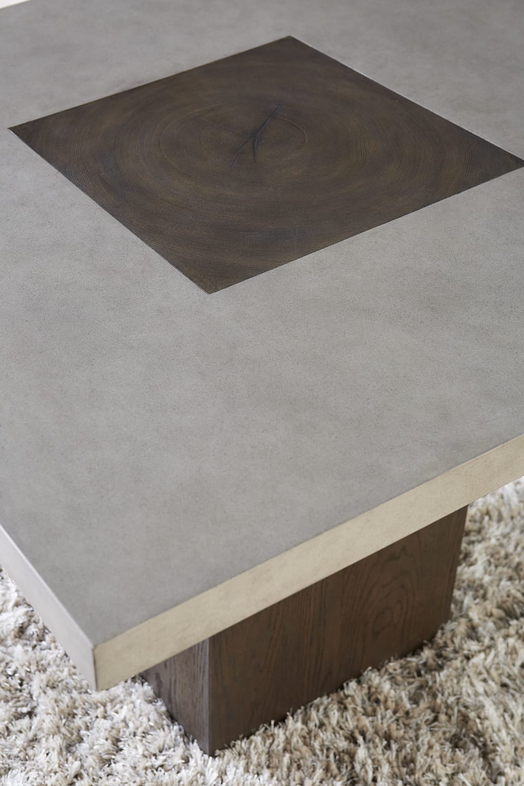 Modesto Concrete Top Wood Base Dining Table in Natural Concrete and French Roast – view 3
