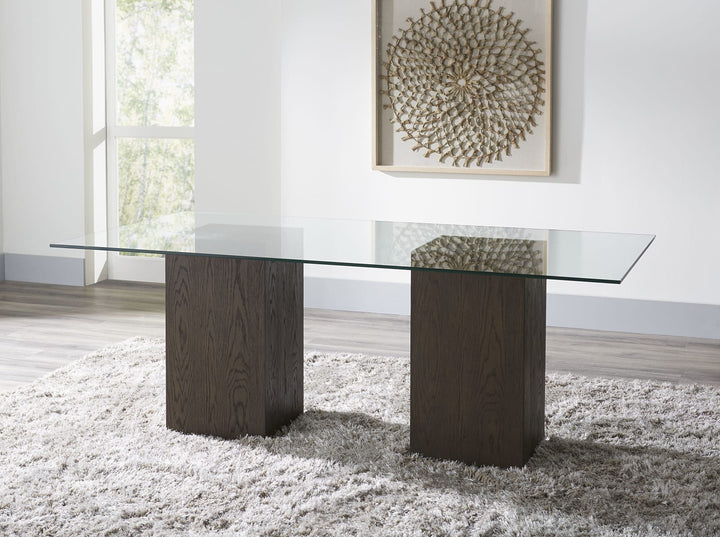 Modesto Rectangular Glass Top Dining Table in French Roast