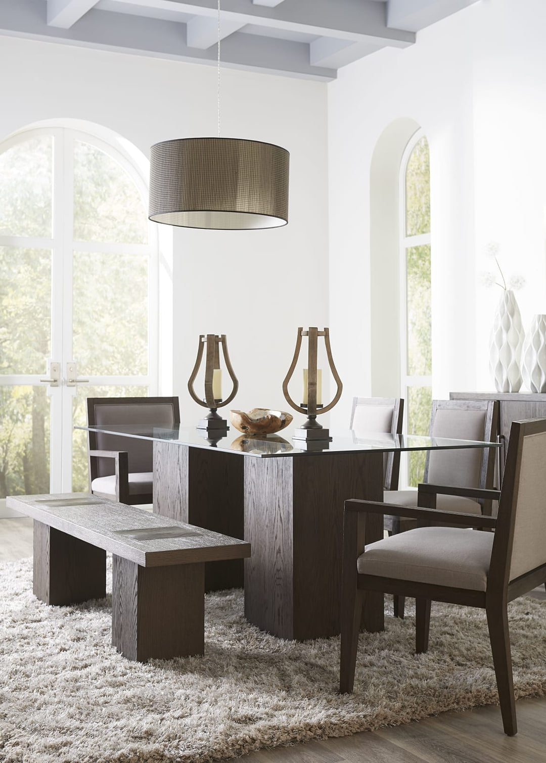 Modesto Rectangular Glass Top Dining Table in French Roast – view 3