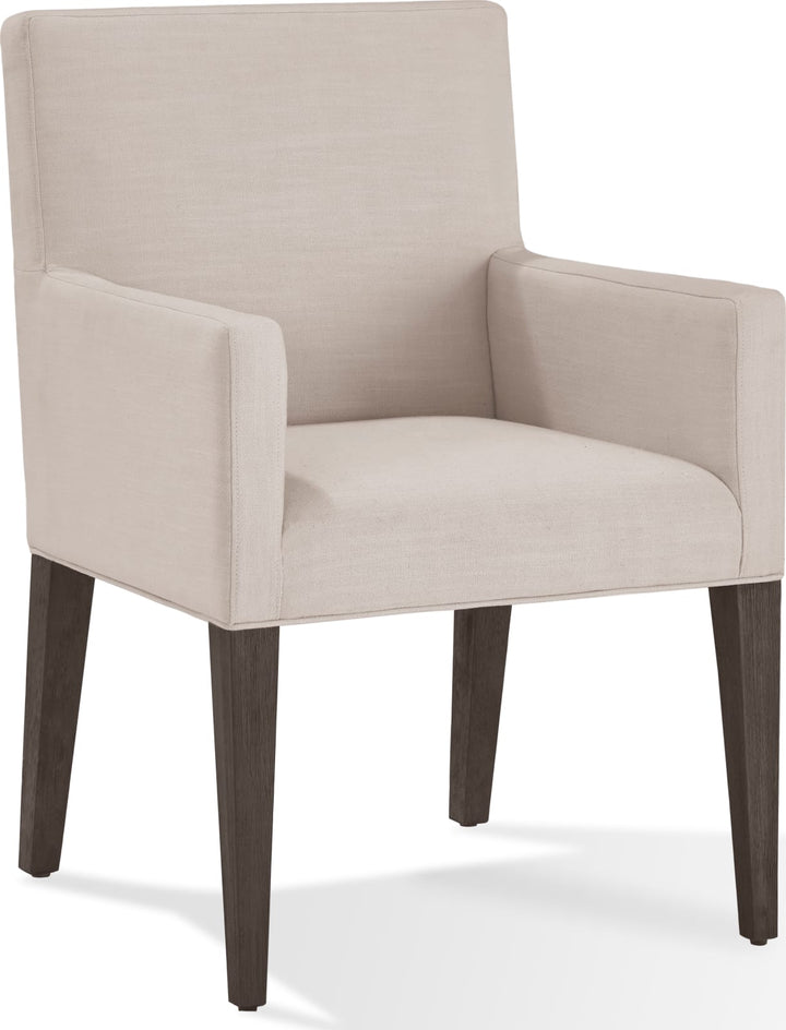 Modesto Upholstered Arm Chair in Abalone Linen and French Roast – view 4