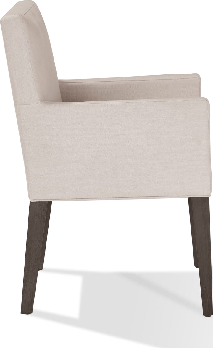 Modesto Upholstered Arm Chair in Abalone Linen and French Roast – view 6
