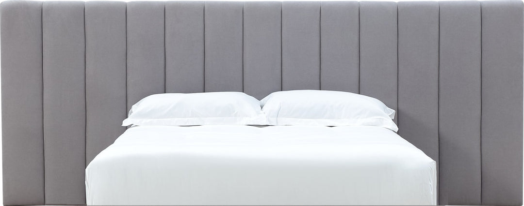 Monty Queen-Size Channeled Wall Bed Headboard Only in Gray Velvet