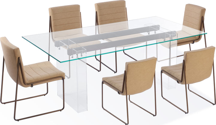 Moorea Double Pedestal Rectangular Dining Table in Clear Acrylic, Glass and Bronze Metal – view 7