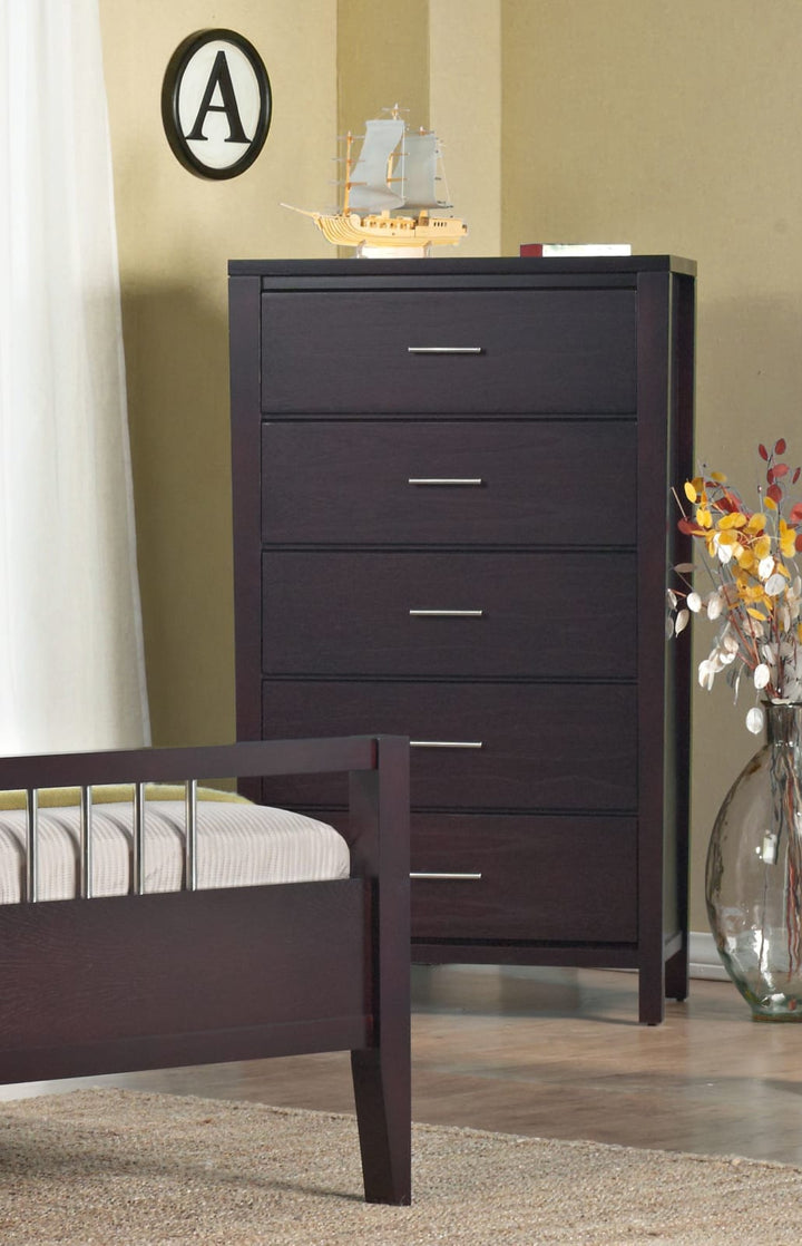 Nevis Five Drawer Chest in Espresso (2024) – view 4