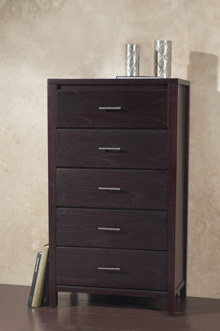 Nevis Five Drawer Chest in Espresso (2024) – view 5