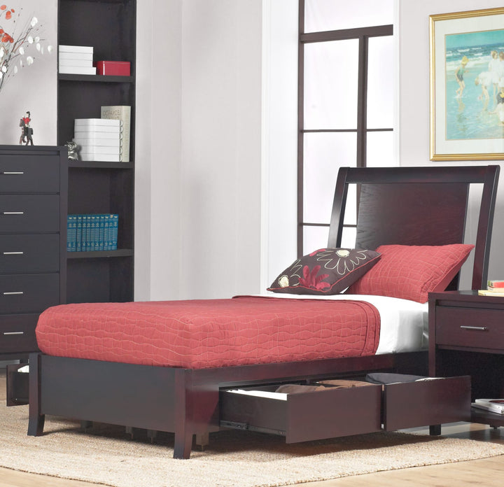 Nevis Full-size Low Profile Storage Bed in Espresso – view 2