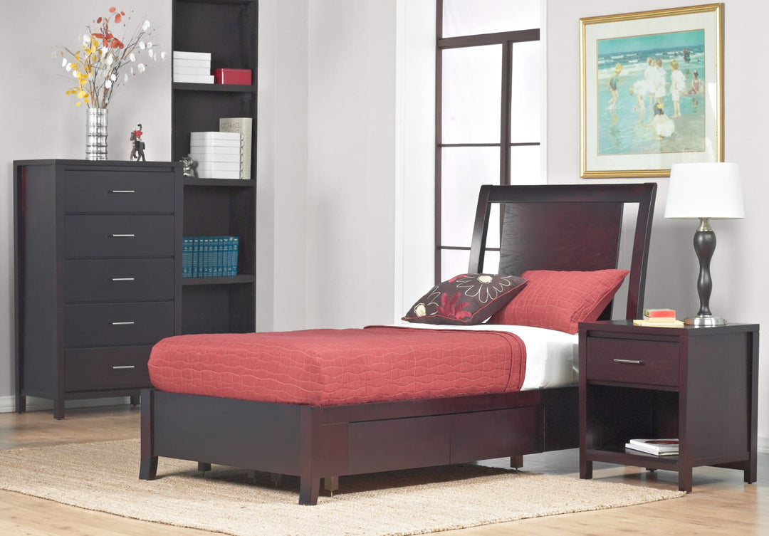 Nevis Full-size Low Profile Storage Bed in Espresso – view 4