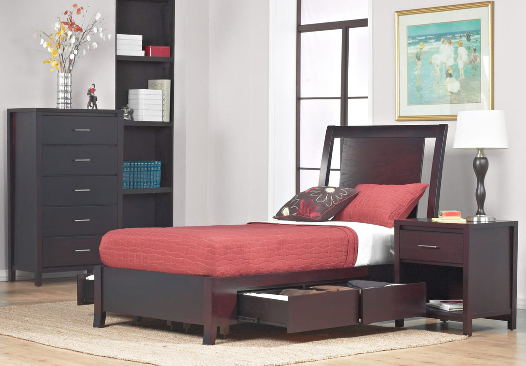 Nevis Full-size Low Profile Storage Bed in Espresso – view 5