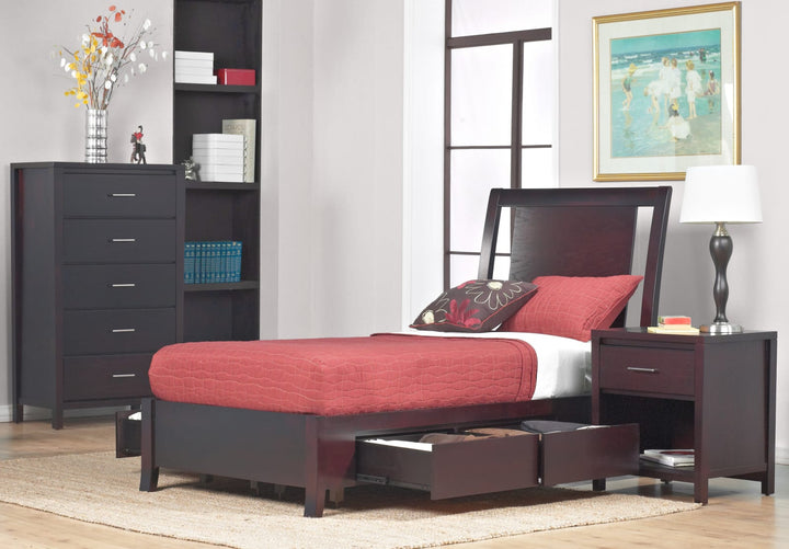 Nevis Queen-size Low Profile Storage Bed in Espresso – view 5
