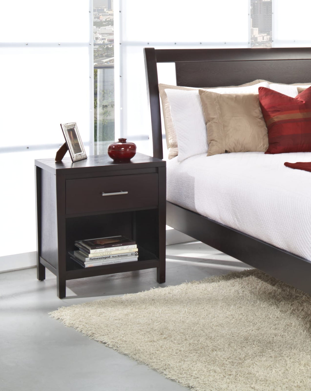 Nevis One Drawer Nightstand in Espresso – view 10