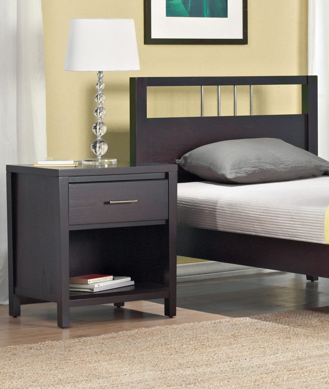 Nevis One Drawer Nightstand in Espresso – view 8