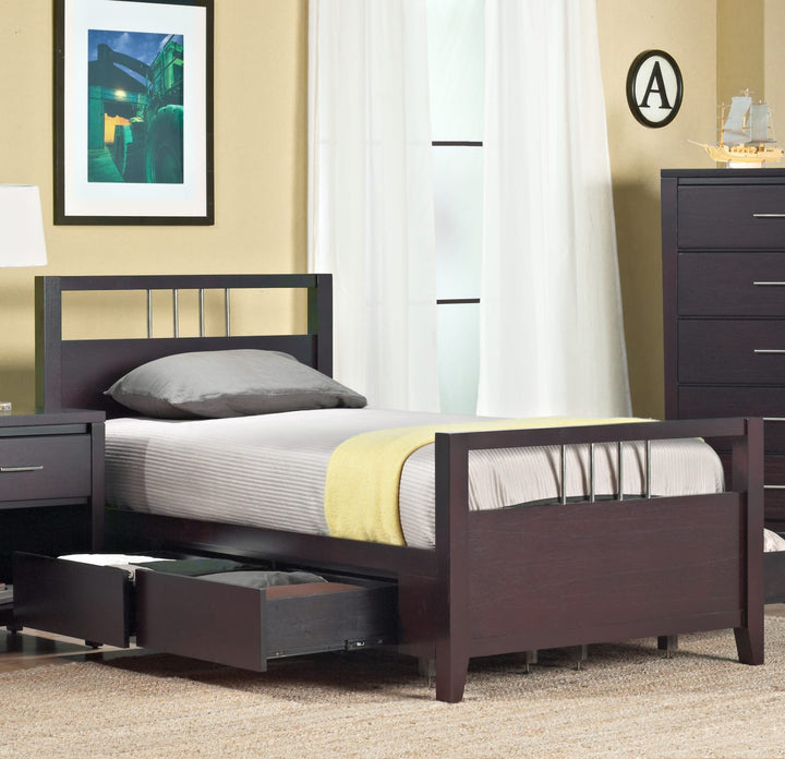 Nevis Full-size Platform Storage Bed in Espresso – view 2