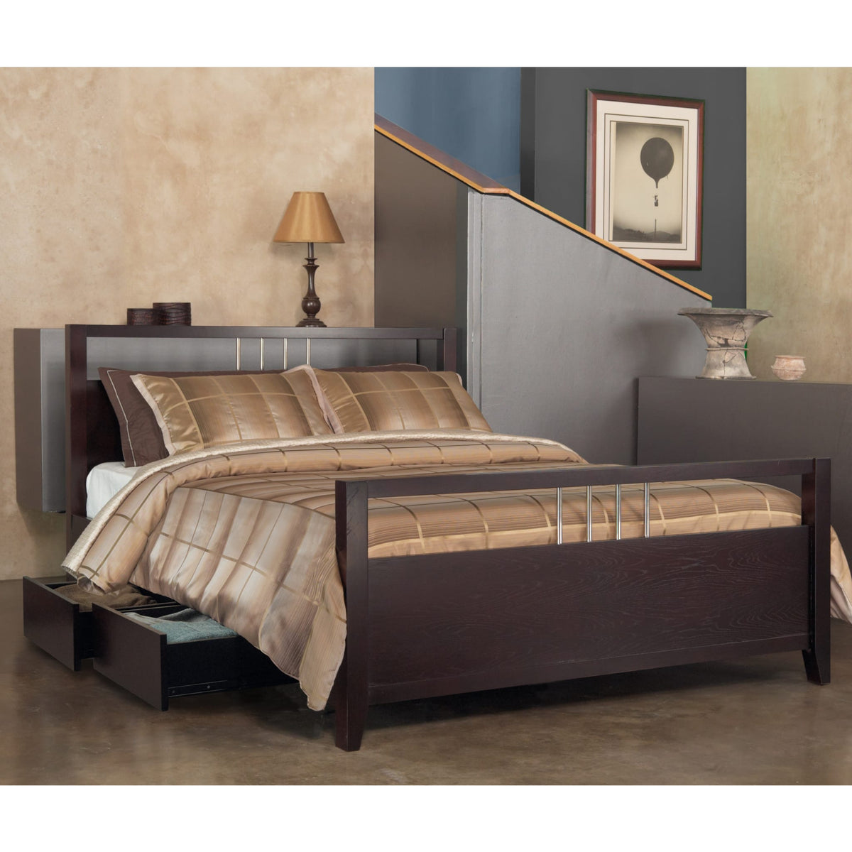 Nevis Full Platform Storage Bed in Espresso