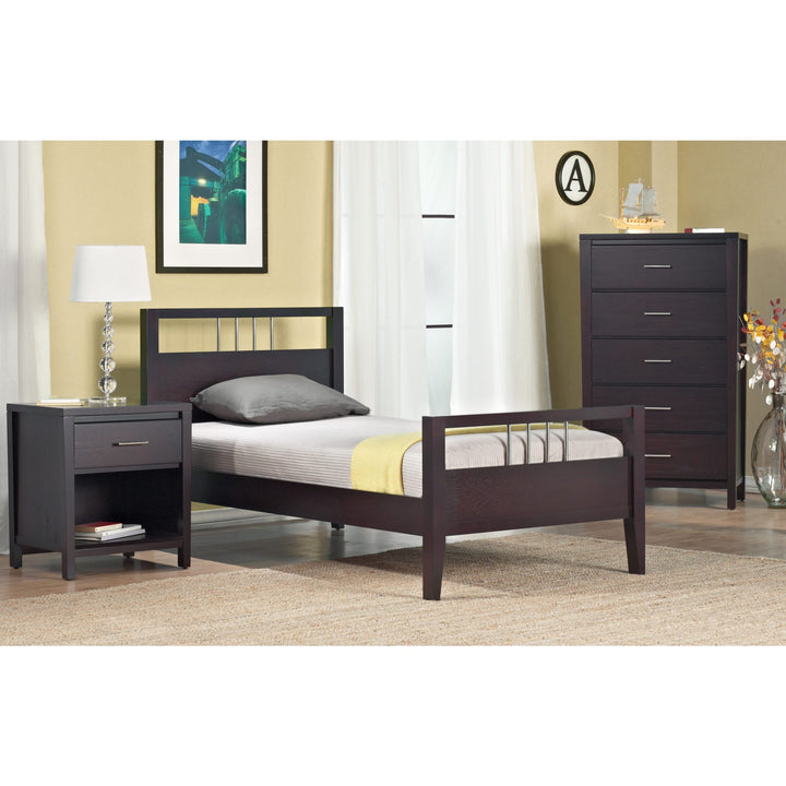 Nevis Full Wood Platform Bed in Espresso