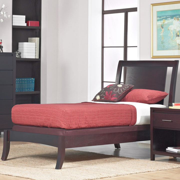 Nevis Twin Size Low Profile Sleigh Bed in Espresso – view 2