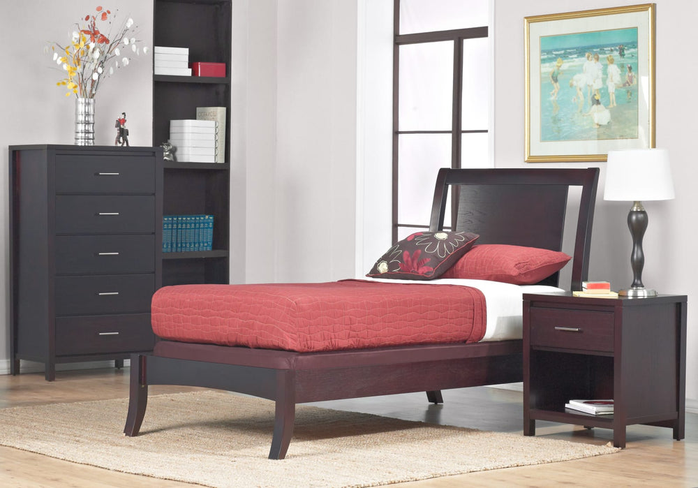 Nevis Twin Size Low Profile Sleigh Bed in Espresso – view 4