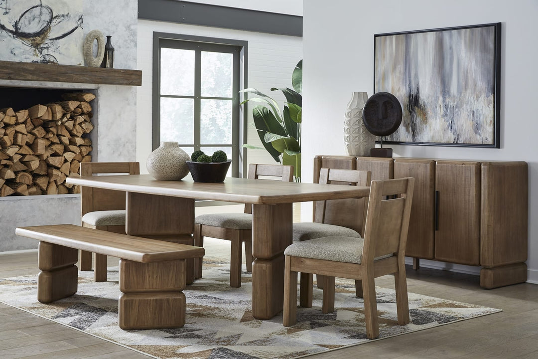 Nia Acacia Wood Dining Bench in Lioness – view 10