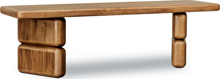 Nia Acacia Wood Dining Bench in Lioness – view 5