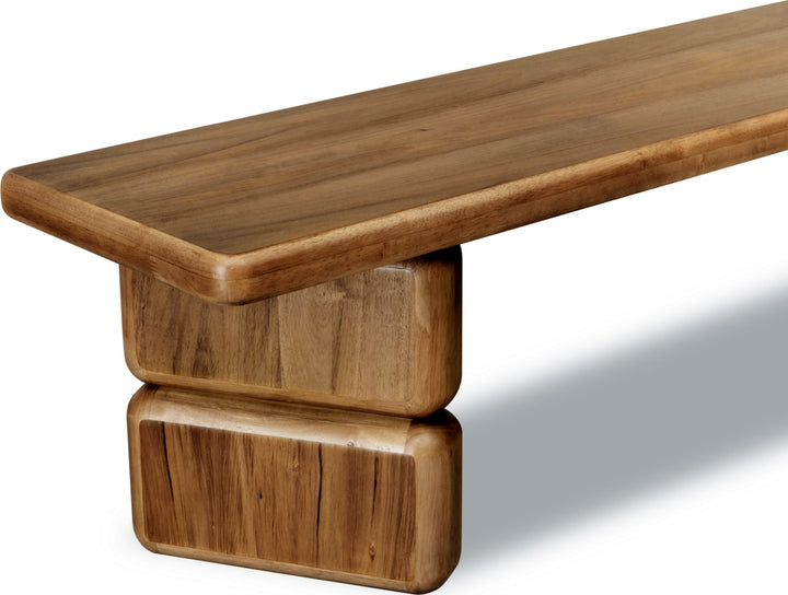 Nia Acacia Wood Dining Bench in Lioness – view 7