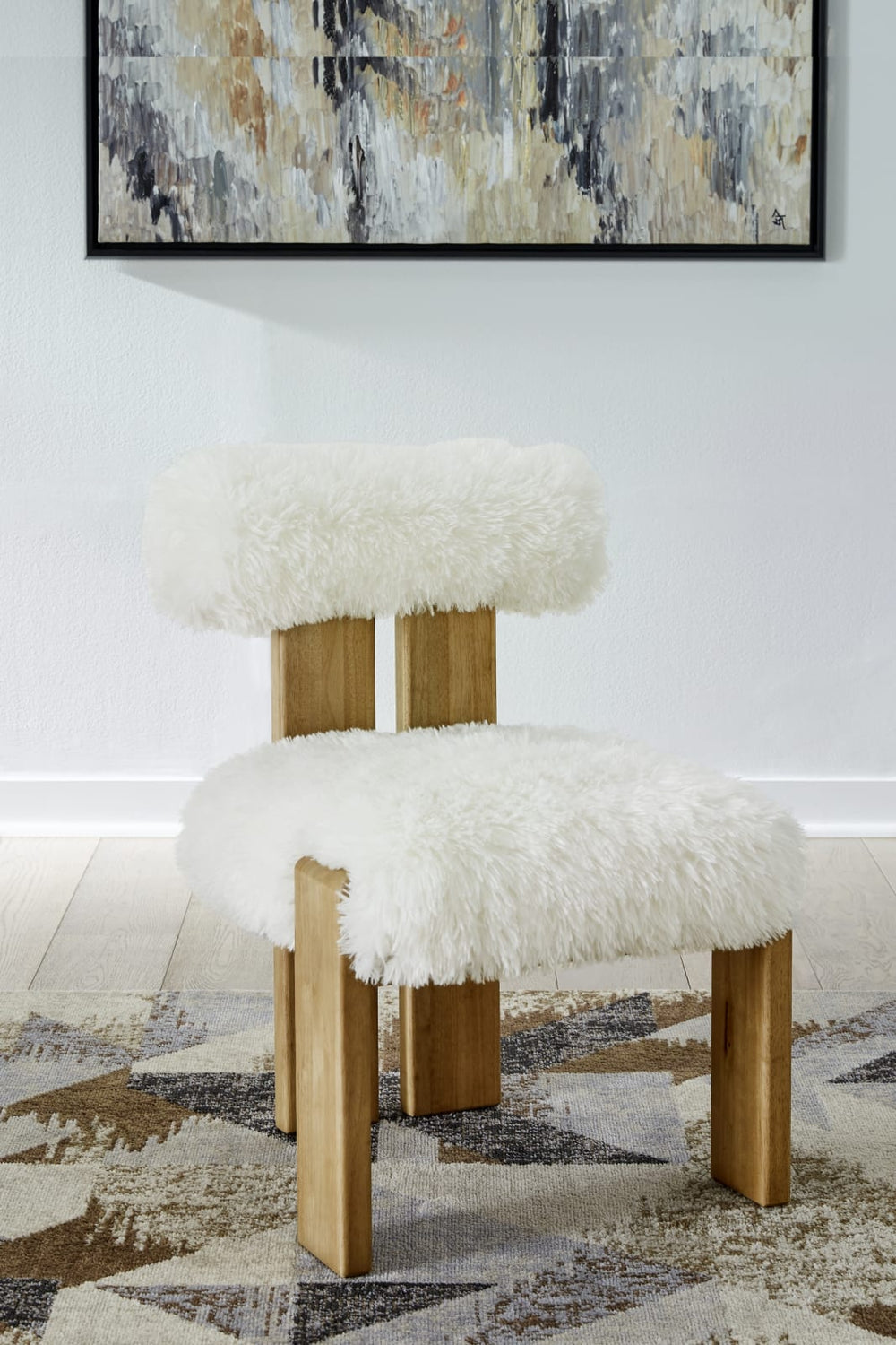 Nia Dining Accent Chair in Sheepskin and Lioness