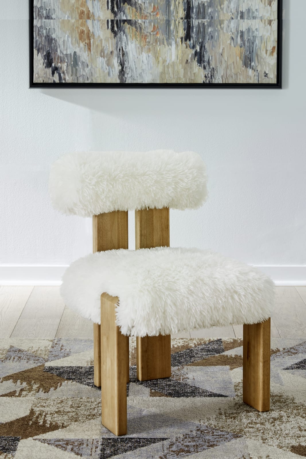 Nia Dining Accent Chair in Sheepskin and Lioness