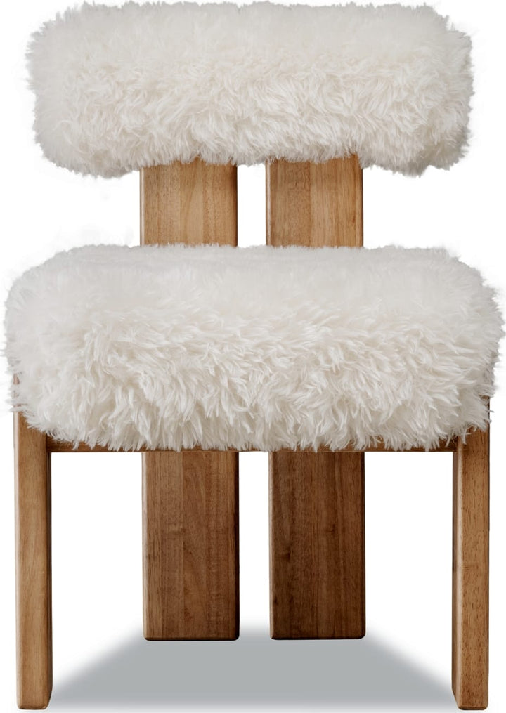 Nia Dining Accent Chair in Sheepskin and Lioness – view 2