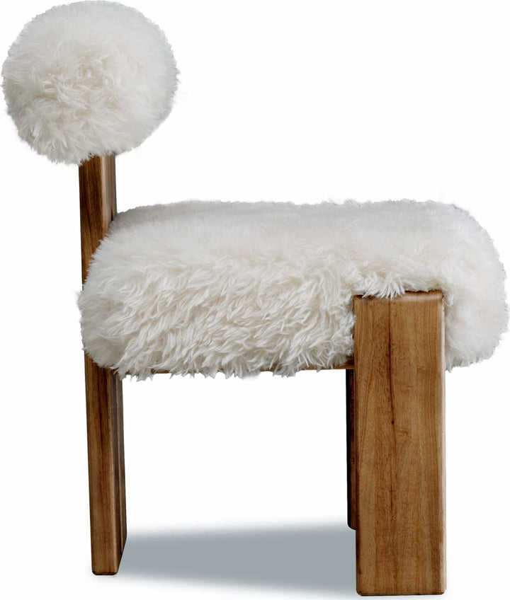 Nia Dining Accent Chair in Sheepskin and Lioness – view 4