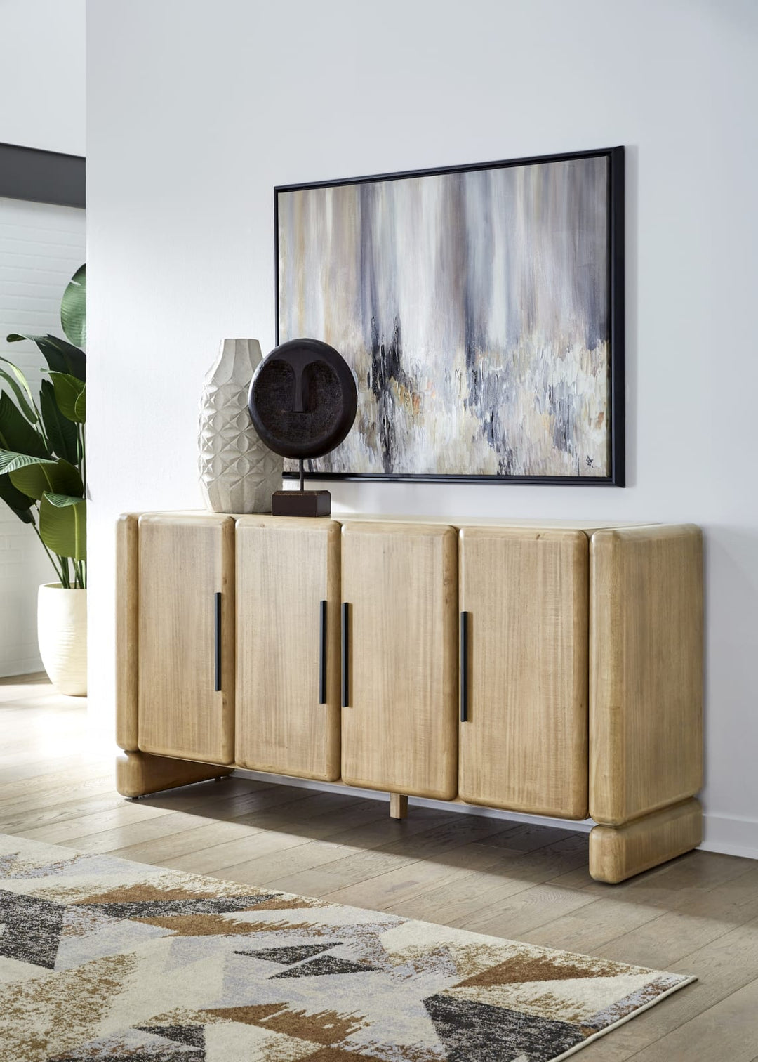 Nia Four Door Acacia Wood Sideboard in Lioness