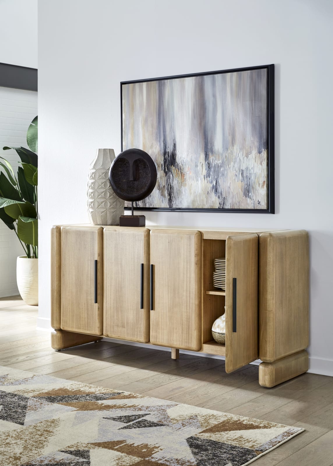 Nia Four Door Acacia Wood Sideboard in Lioness – view 2