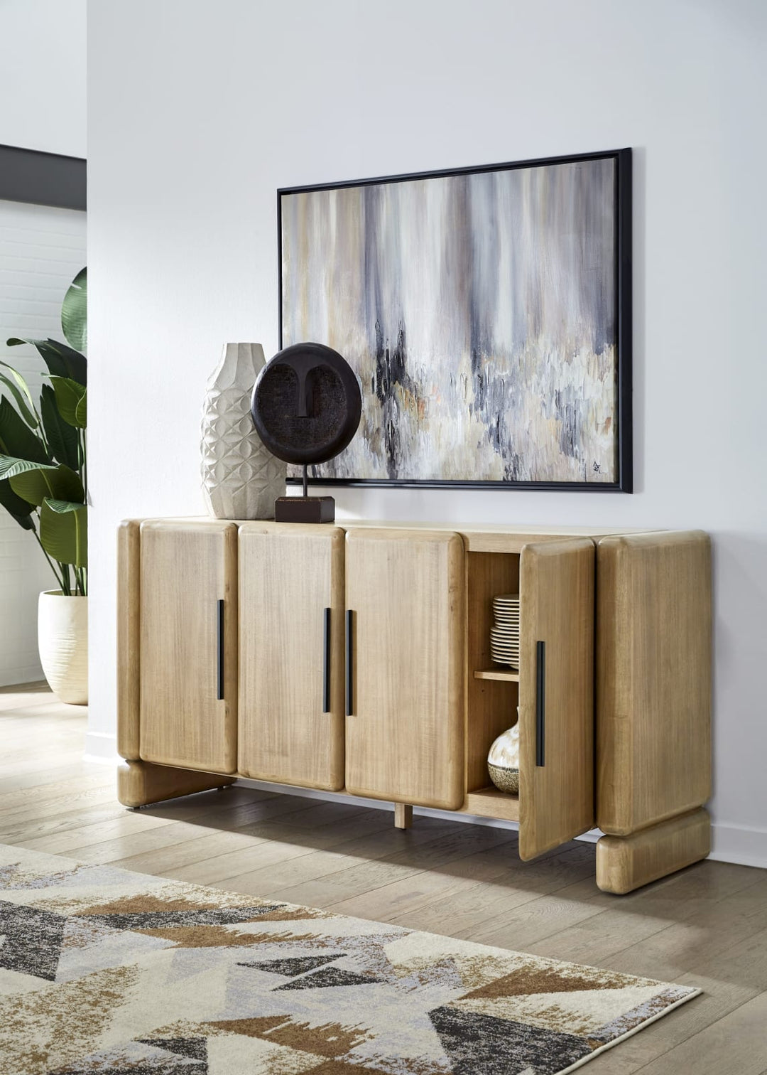 Nia Four Door Acacia Wood Sideboard in Lioness – view 2