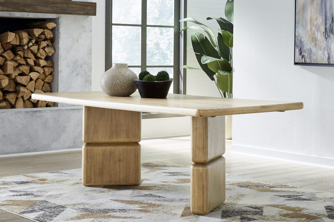 Nia Rectangular Acacia Wood Dining Table in Lioness