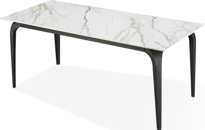 Nicoya Stone Top Rectangular Dining Table in Pumpkin Spice Stone and Black Metal – view 4