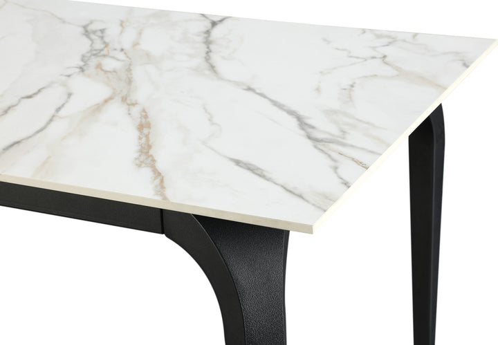 Nicoya Stone Top Rectangular Dining Table in Pumpkin Spice Stone and Black Metal – view 6