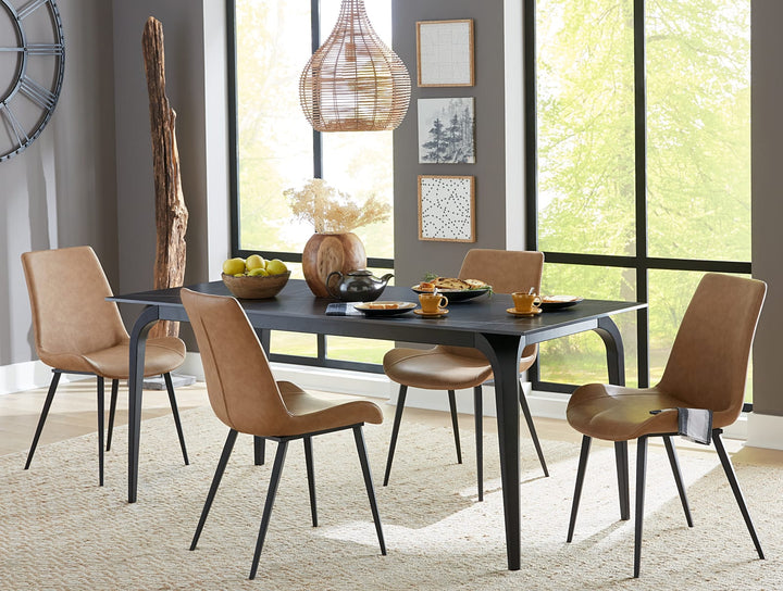 Nicoya Upholstered Dining Chair in Buckskin Synthetic Leather and Black – view 3