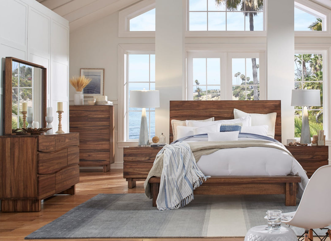 Ocean King-size Solid Wood Platform Bed in Natural Sengon – view 2