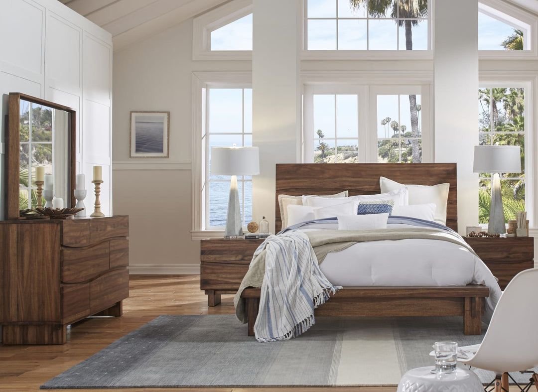 Ocean California King-size Solid Wood Platform Bed in Natural Sengon – view 3
