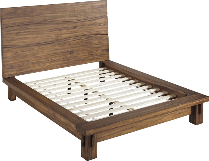 Ocean Queen-size Solid Wood Platform Bed in Natural Sengon – view 9