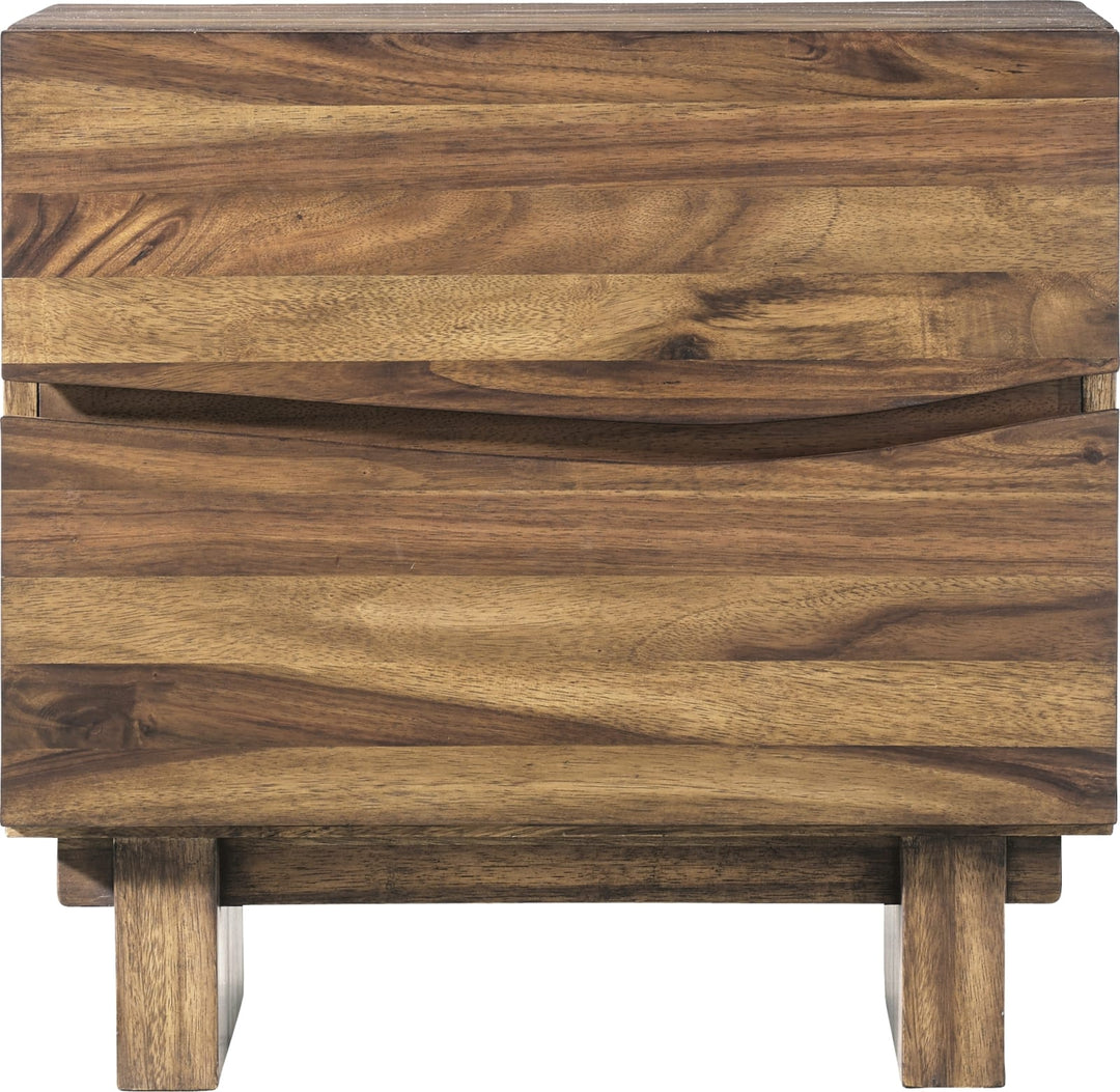 Ocean Two Drawer Solid Wood Nightstand in Natural Sengon – view 4