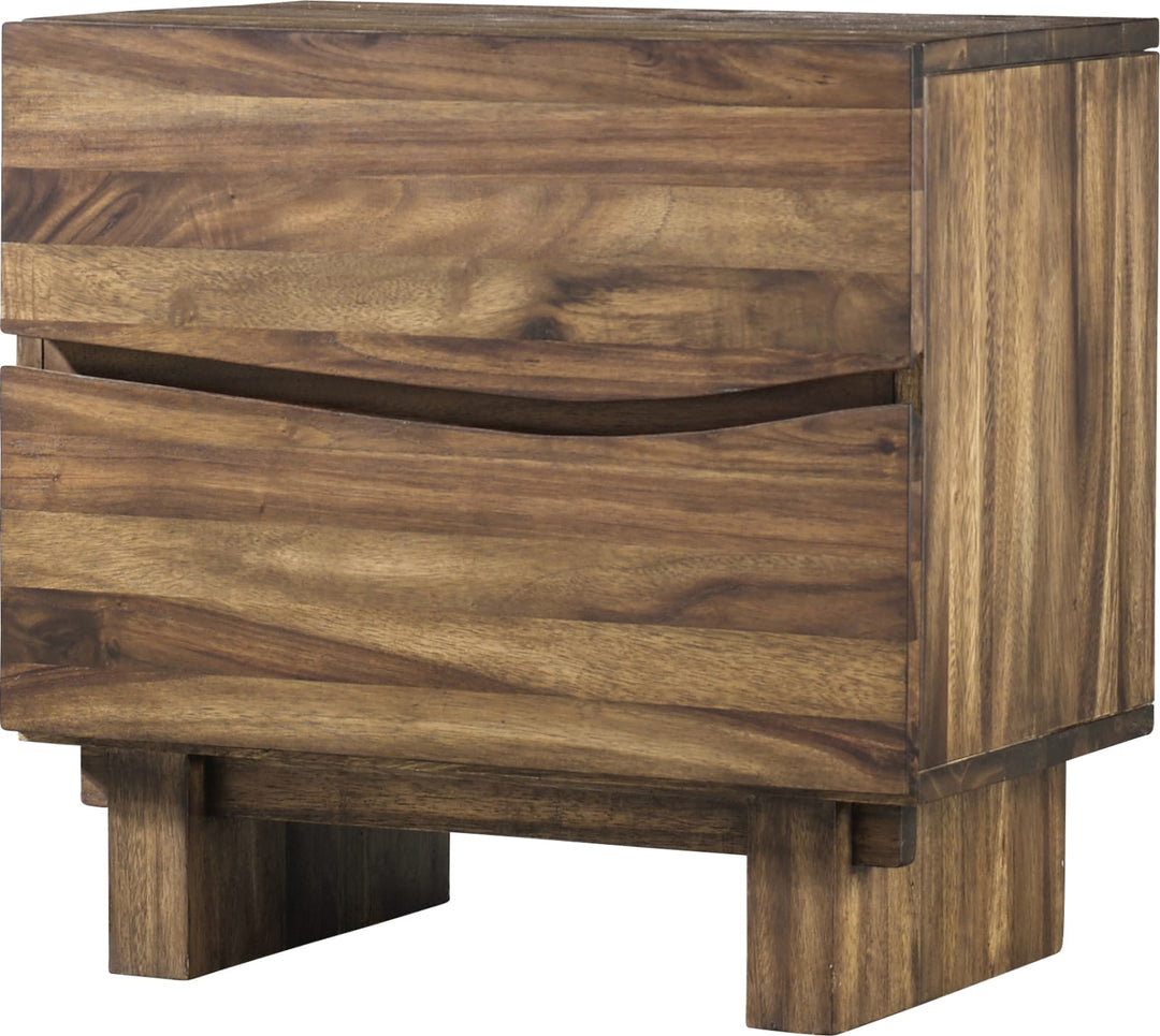 Ocean Two Drawer Solid Wood Nightstand in Natural Sengon – view 5