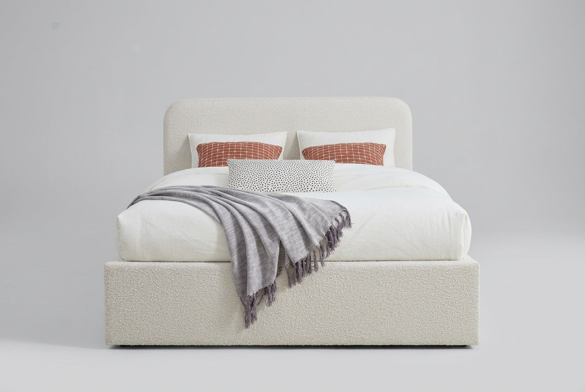 Off-White Queen-size Upholstered Platform Bed in Ricotta Boucle (2026) view 2