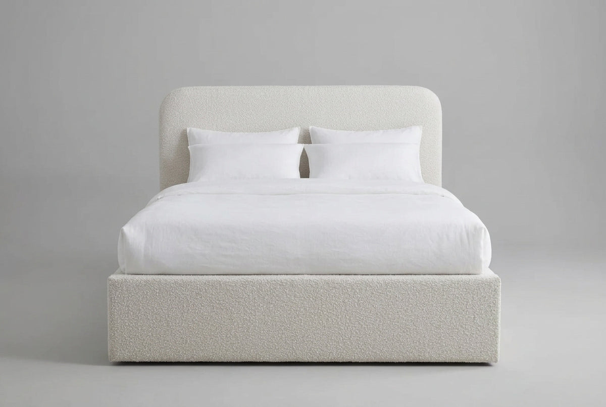 Off-White King-size Upholstered Platform Bed in Ricotta Boucle (2026) view 2